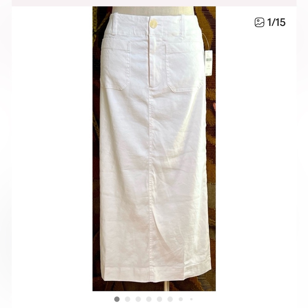 Anthropologie White Midi A-Line Skirt